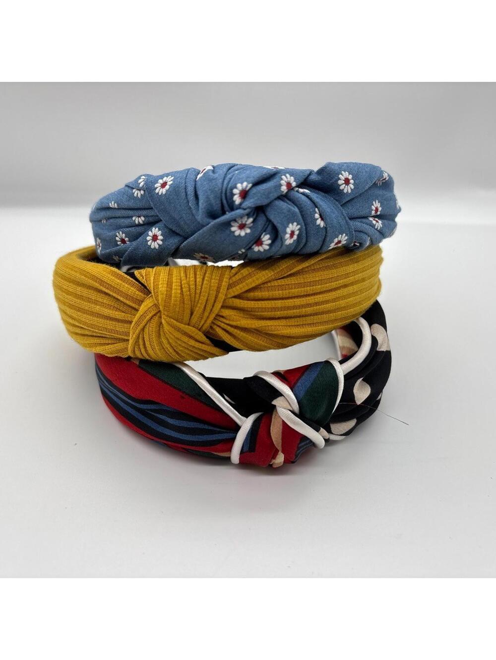 J Crew Headband Fabric Turban Knotted 1 J Crew Blue Daisy Floral Print